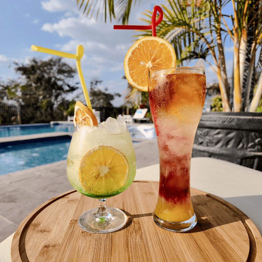 drinks by the pool
