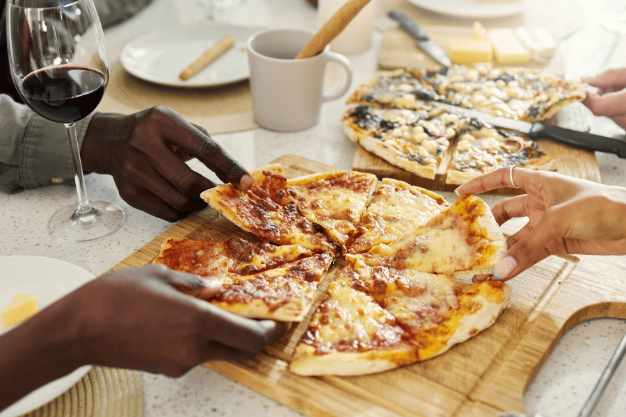 sharing pizza