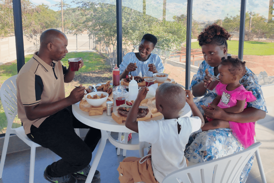 Family enjoying food at the Chihera Restaurant